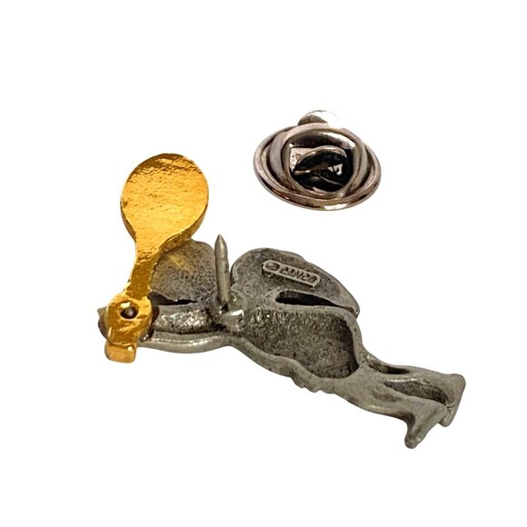 Camco Pewter Guardian Angel with Gold Tone Tennis Racket Sporty Pin 1.25in - Picture 5 of 6